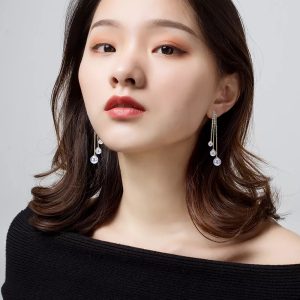 14k Gold Plated Pearl Tassel Long Earrings