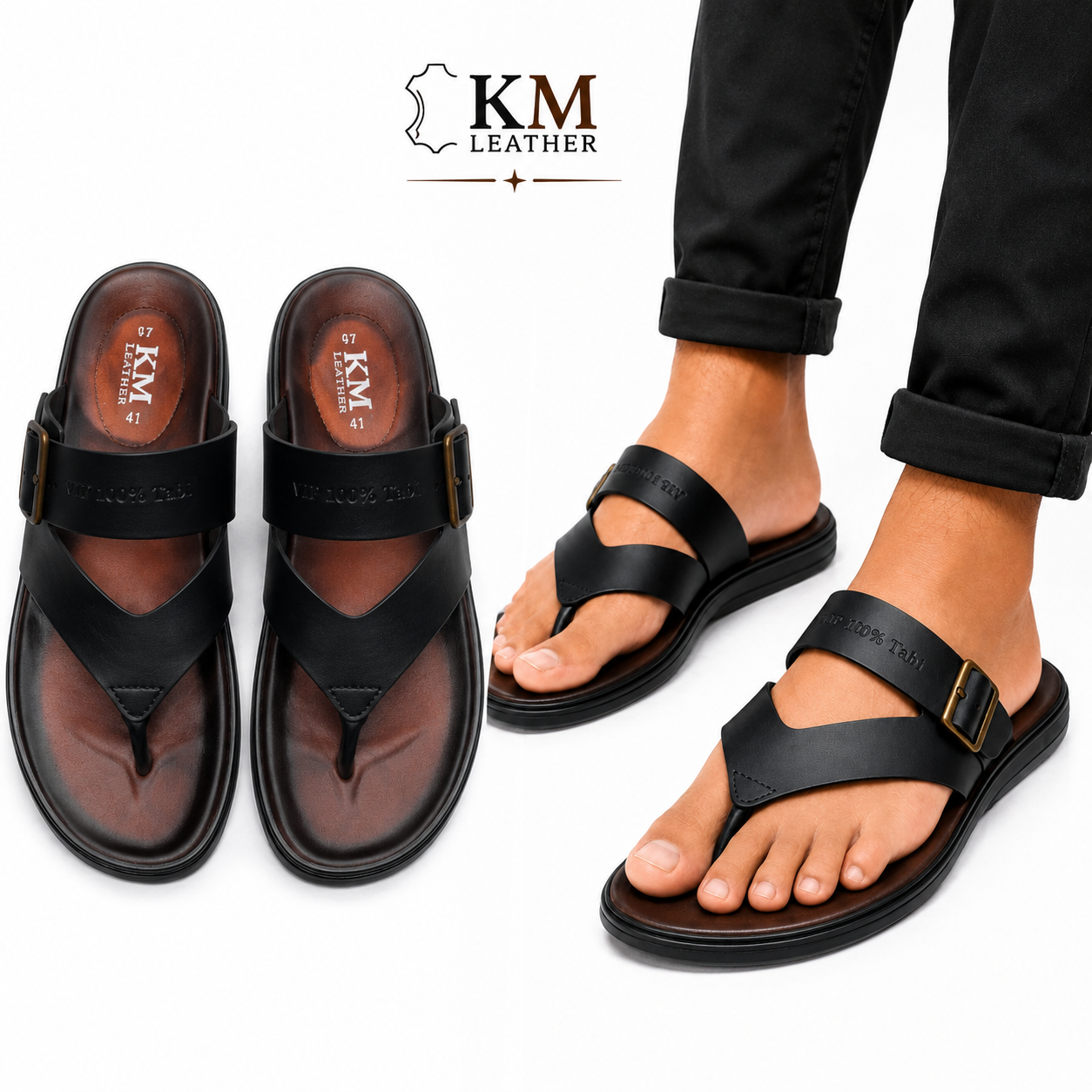 Mens casual Genuine Leather sandals-KM-200-B